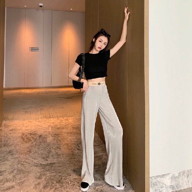 泫雅網紅直筒休閑褲女春秋學生垂感寬松百搭墜感闊腿長褲-細節圖5