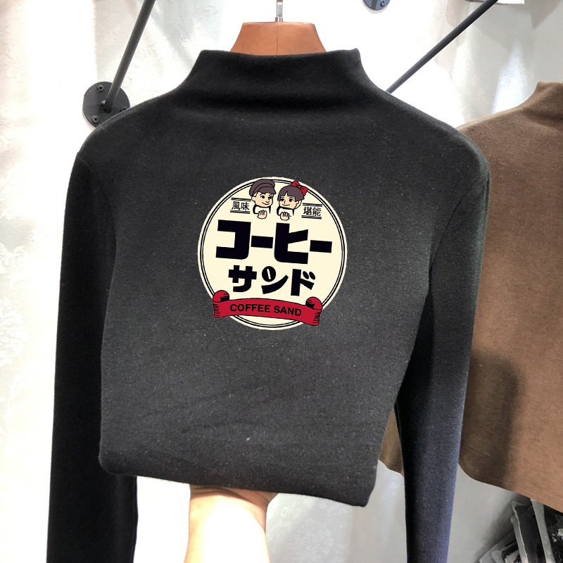 雙面德絨半高領打底衫女新款修身內搭洋氣加絨加厚上衣服-細節圖2