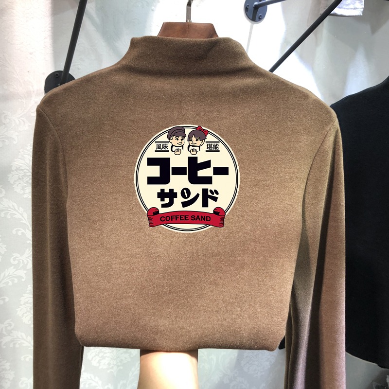 雙面德絨半高領打底衫女新款修身內搭洋氣加絨加厚上衣服-細節圖3