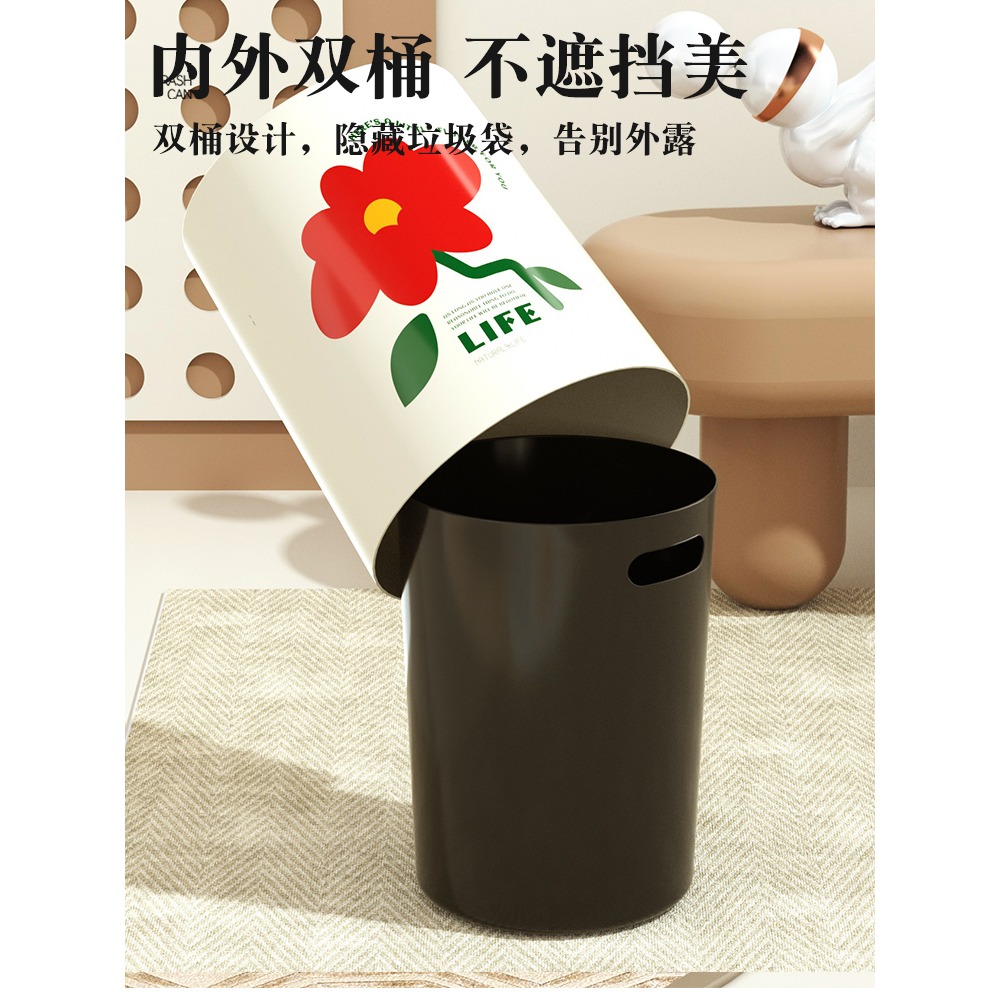 2023新款ins風垃圾桶家用臥室客廳廁所衛生間可愛輕奢高顏值創意-細節圖4
