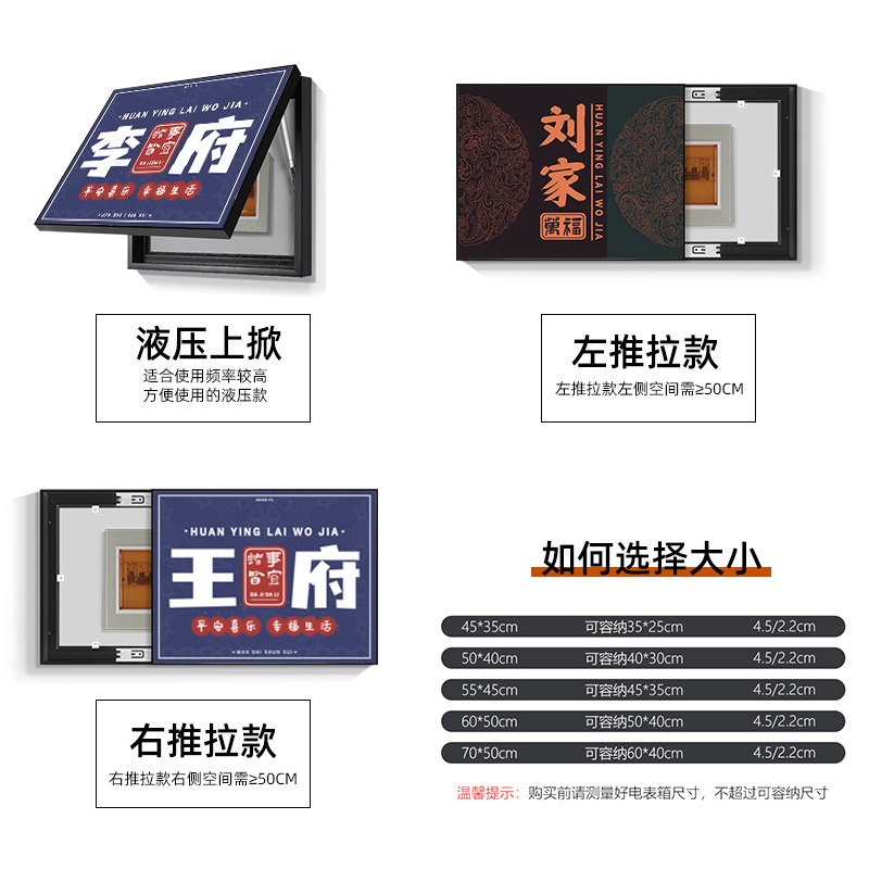 姓氏電表箱裝飾畫可推拉遮擋電閘弱電箱掛畫字畫配電箱可定製壁畫-細節圖5