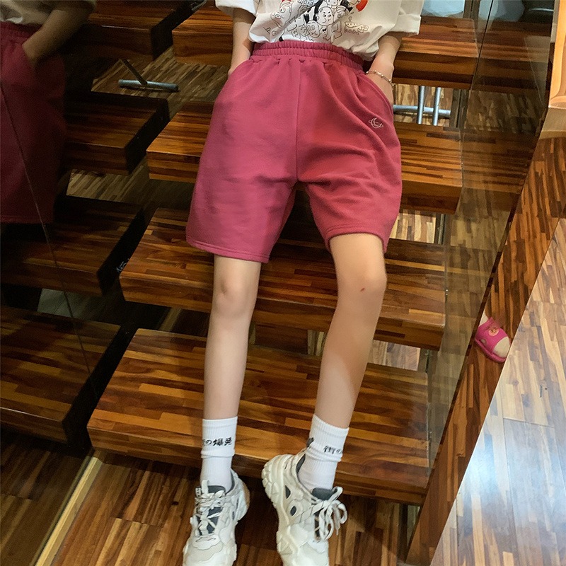 ins超火休閑運動褲女夏新款潮原宿風高腰顯瘦寬松直筒五分褲-細節圖2