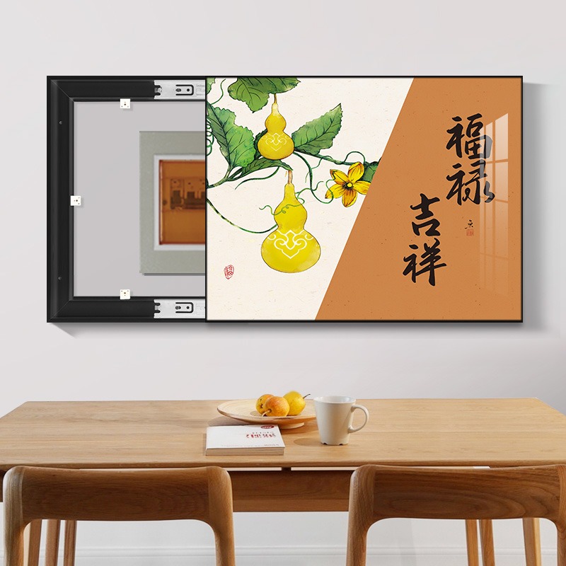 事事如意電表箱裝飾畫新中式遮擋電閘箱總開關盒網線箱弱電箱掛畫-細節圖4