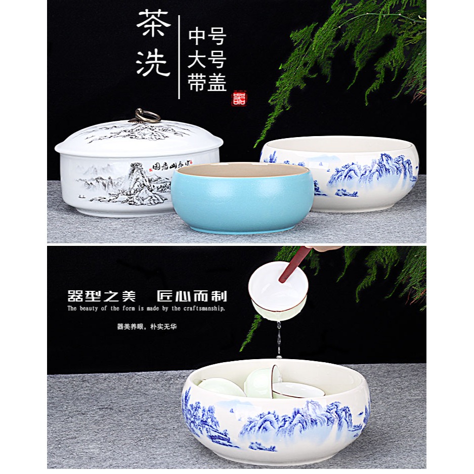 茶洗缸大號特大水盂功夫筆洗茶具盆配件大全家用品白瓷單個茶杯洗-細節圖6