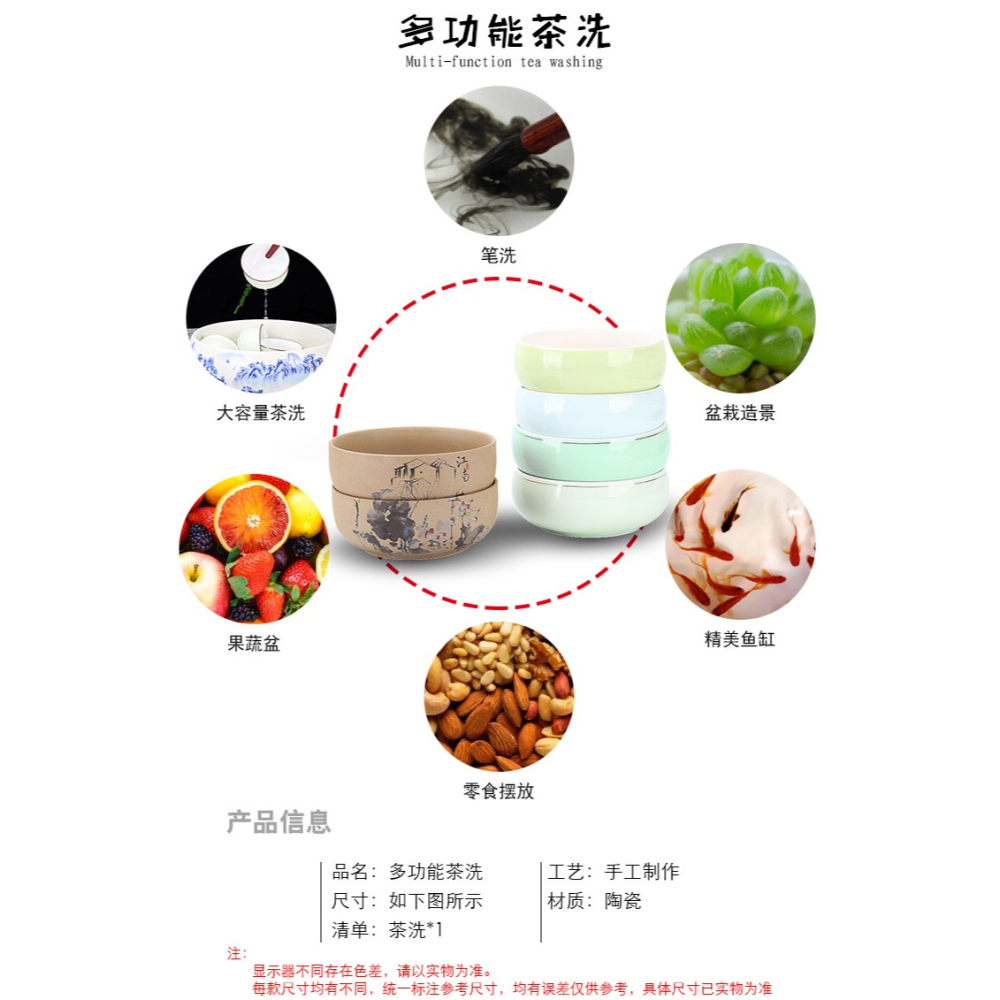 茶洗缸大號特大水盂功夫筆洗茶具盆配件大全家用品白瓷單個茶杯洗-細節圖7