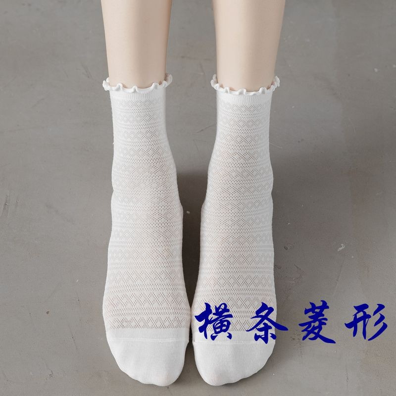 【3雙裝】春夏季薄款透氣孔花邊JK襪白色搭配裙子瑪麗珍鞋襪-細節圖8