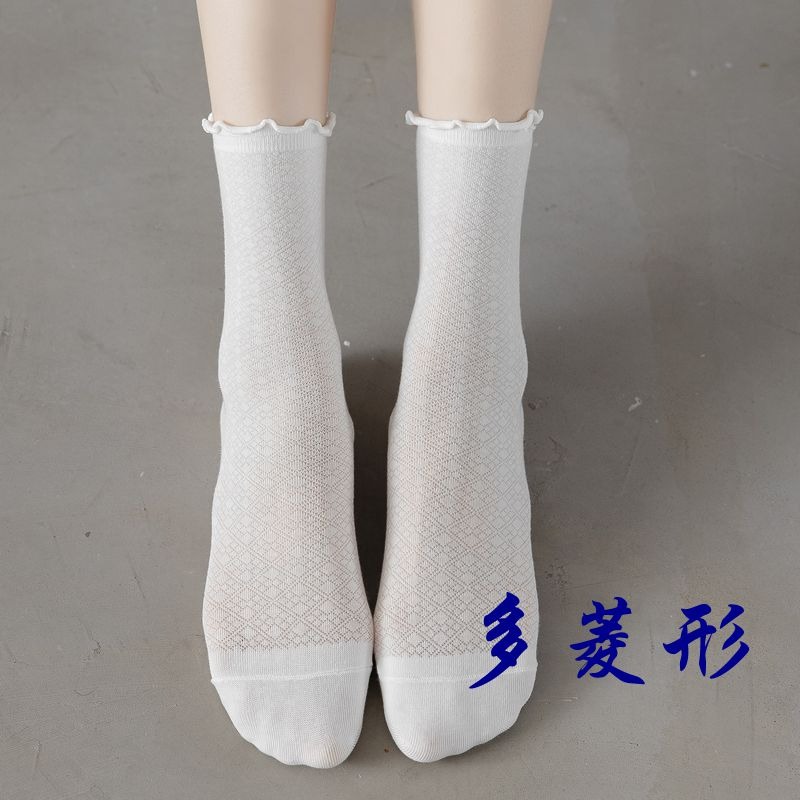 【3雙裝】春夏季薄款透氣孔花邊JK襪白色搭配裙子瑪麗珍鞋襪-細節圖9