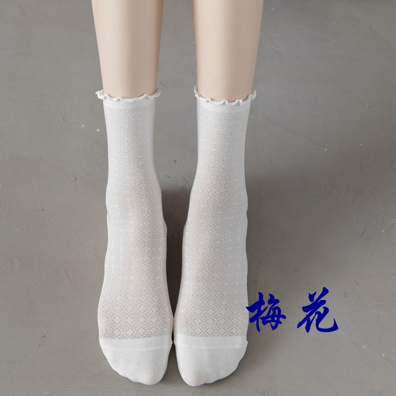 【3雙裝】春夏季薄款透氣孔花邊JK襪白色搭配裙子瑪麗珍鞋襪-細節圖10