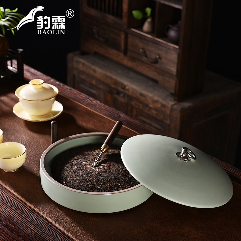 陶瓷茶葉罐家用帶蓋防潮陶瓷茶罐便捷式密封存儲罐普洱茶餅收納盒-細節圖5