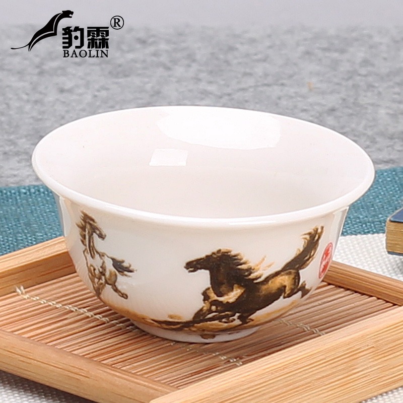白瓷單杯功夫小茶杯陶瓷茶盞茶碗家用客廳單個白色品茗杯青花瓷-細節圖3