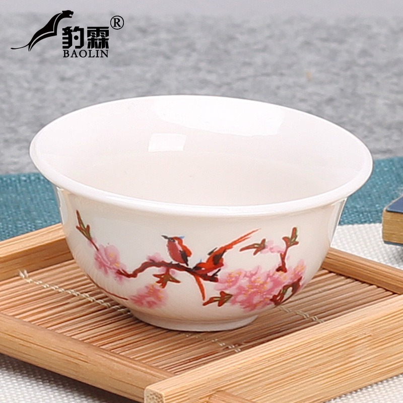 白瓷單杯功夫小茶杯陶瓷茶盞茶碗家用客廳單個白色品茗杯青花瓷-細節圖4