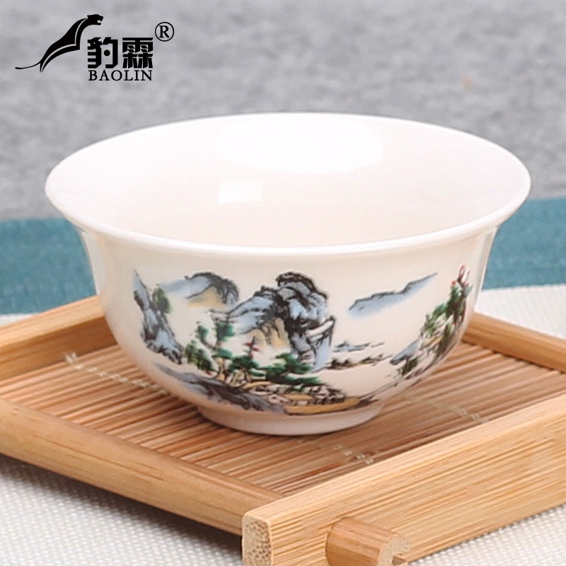 白瓷單杯功夫小茶杯陶瓷茶盞茶碗家用客廳單個白色品茗杯青花瓷-細節圖5