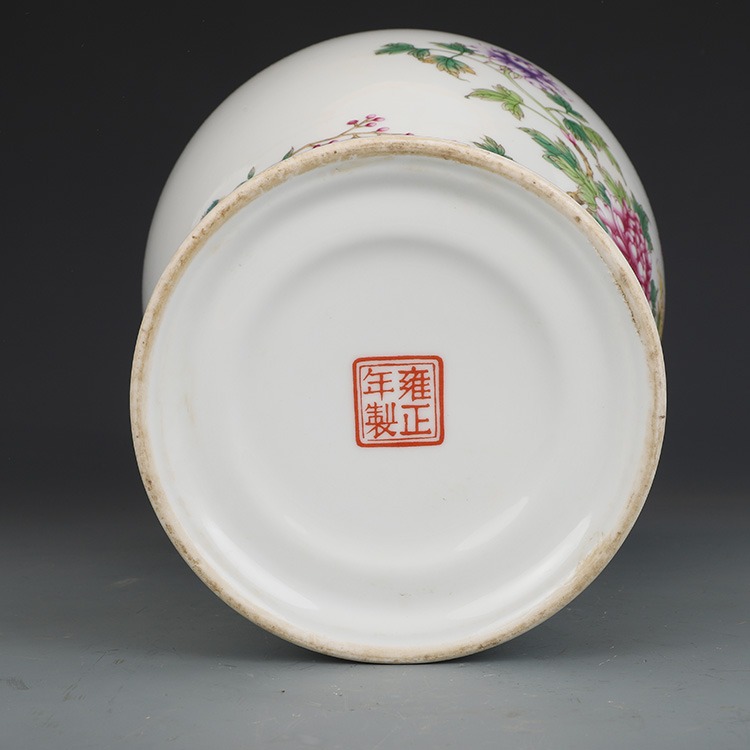 清雍正年制琺瑯彩錦雞梅瓶 古董古玩 仿古瓷器 家居擺件-細節圖5