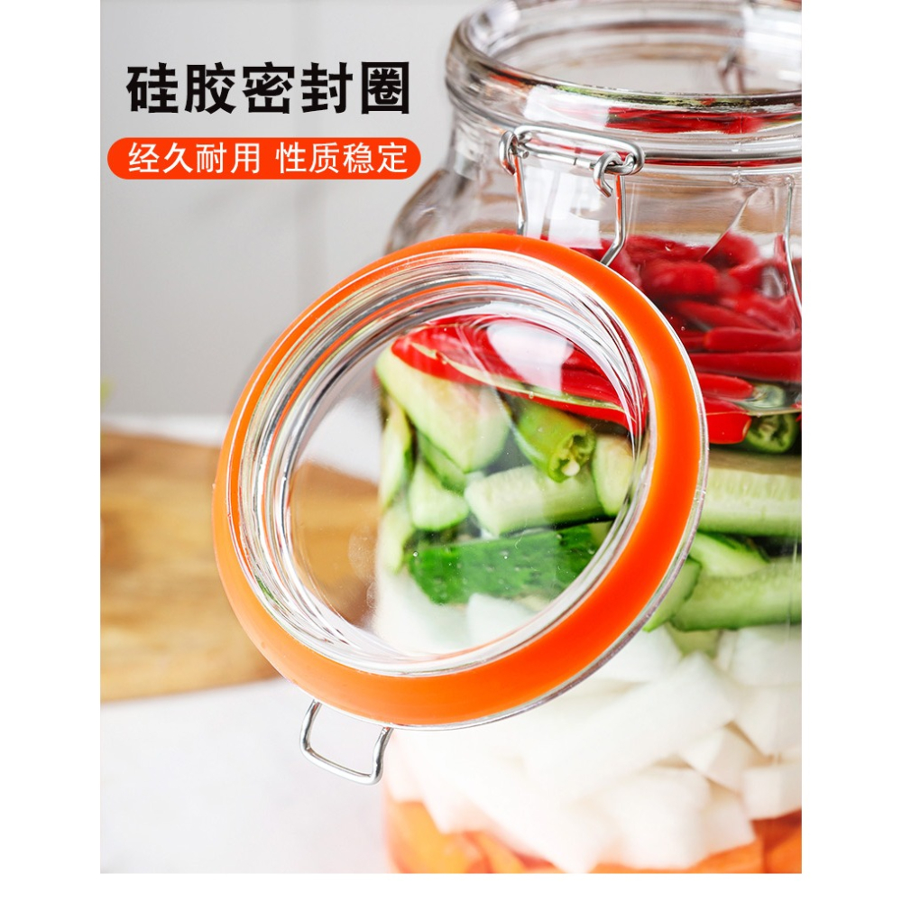 泡菜壇子玻璃密封罐家用辣白菜四川泡菜廣口玻璃缸加厚大號酸菜壇-細節圖8