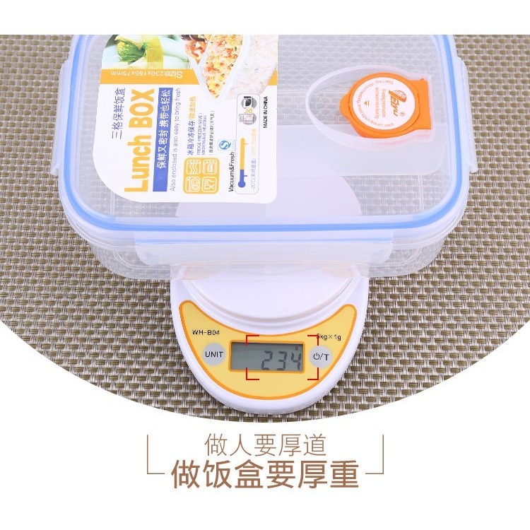 密封大容量分格分隔微波爐飯盒多格便當盒小學生塑料長方形3三格-細節圖4