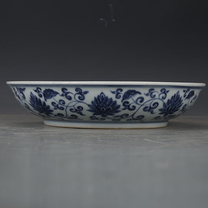 大明宣德青花龍鳳盤古董古玩仿古瓷器老物件陶瓷擺件老貨-細節圖4