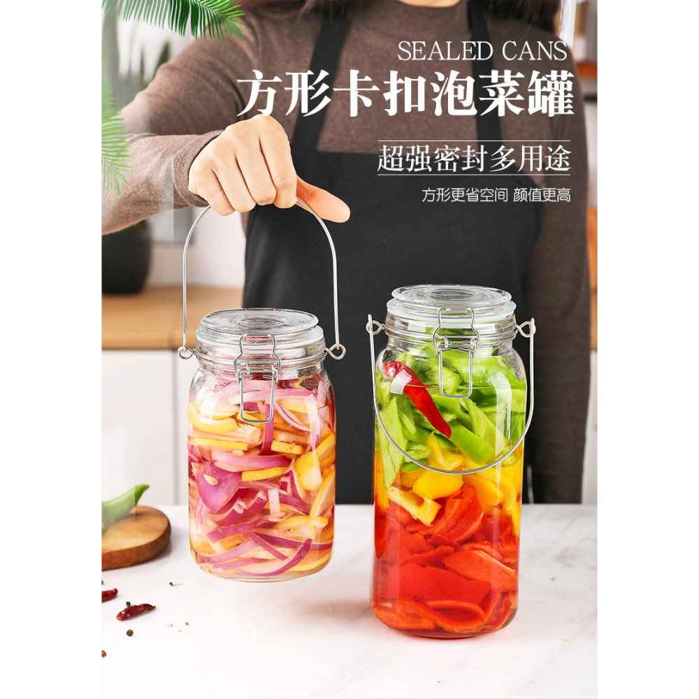 泡菜壇子玻璃密封罐四川泡菜醃製鹹菜泡椒辣白菜酸菜罐廚房儲物罐-細節圖5