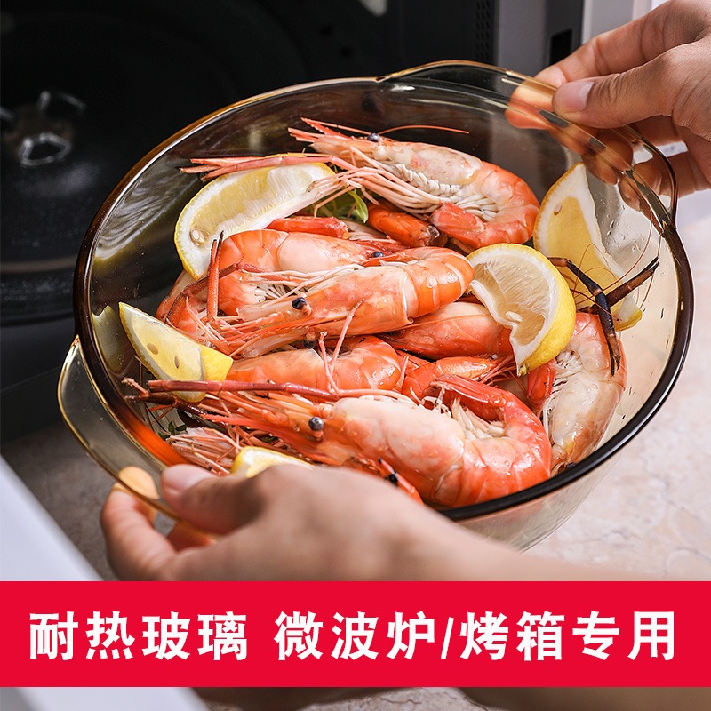 微波爐耐熱玻璃碗熱飯蒸米飯器皿專用帶蓋餐具烘焙碗家用泡麪湯煲-細節圖3