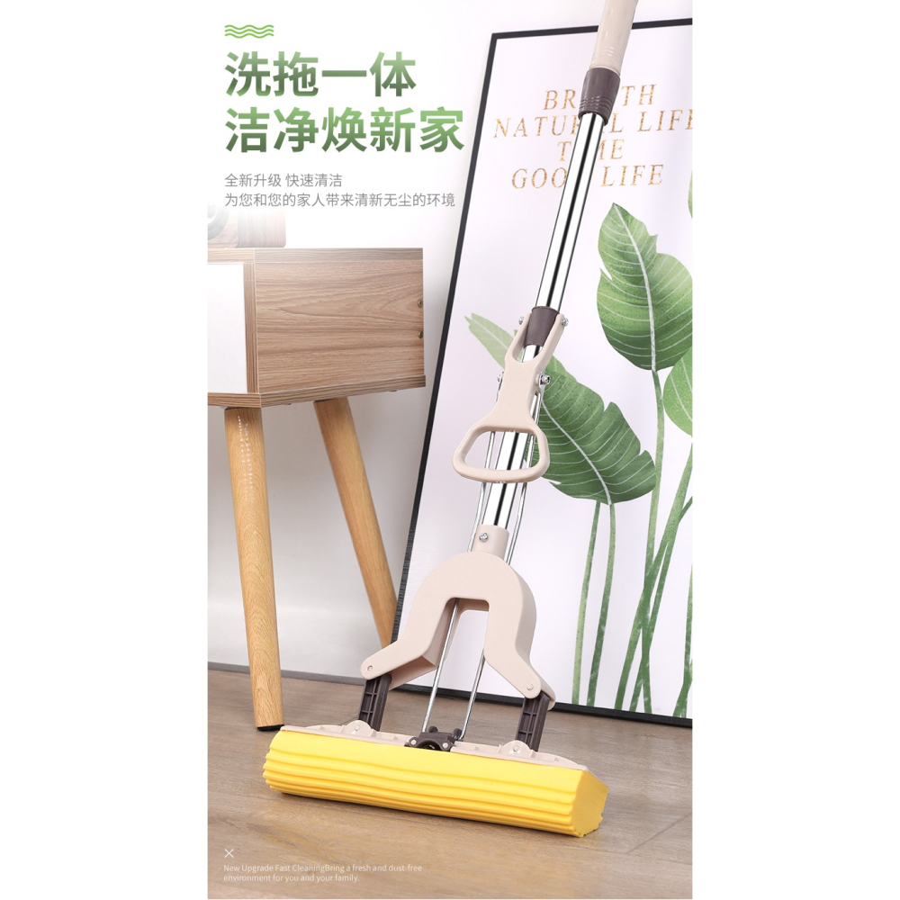 膠棉吸水拖把可伸縮對折擠水泡沫海棉免手洗拖把拖地拖布家用墩布-細節圖4