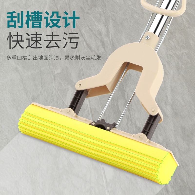 膠棉吸水拖把可伸縮對折擠水泡沫海棉免手洗拖把拖地拖布家用墩布-細節圖9