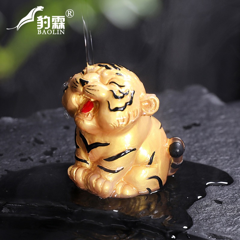 小老虎茶玩變色茶寵茶擺件小飾品辦公室茶具零配件茶臺上的虎擺件-細節圖3
