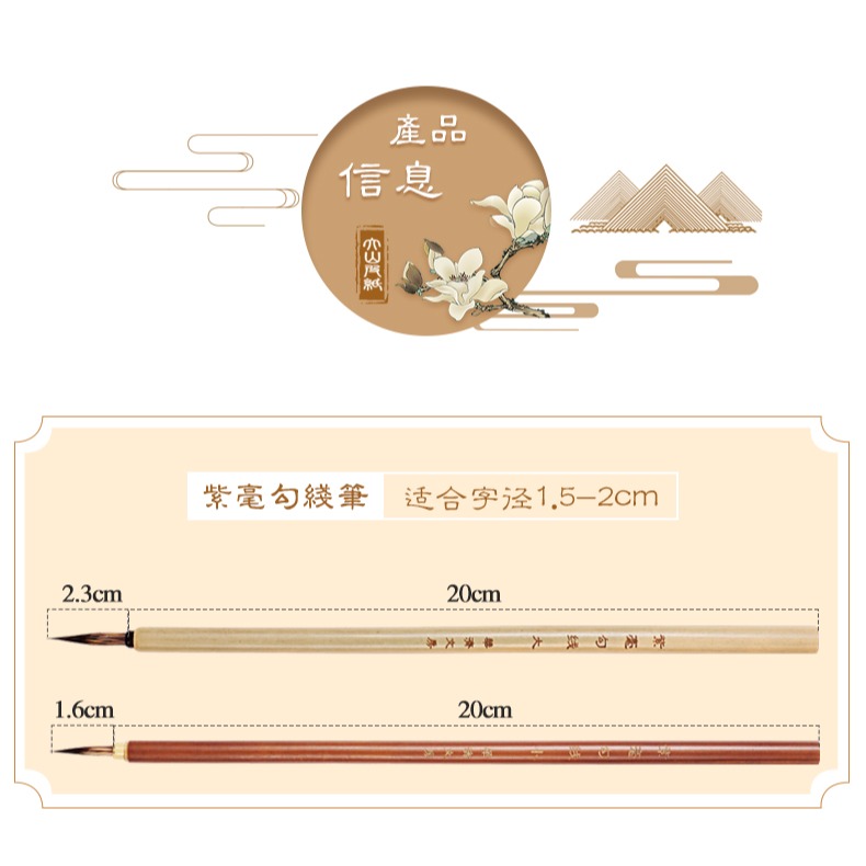 勾線毛筆套裝大小4支兼毫狼毫紫毫勾線筆毛筆國畫描線筆工筆畫專用筆葉筋筆衣紋筆瘦金體小楷書法專用小毛筆-細節圖8