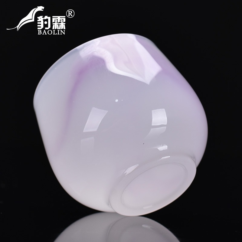 新款琉璃杯子泡茶杯子大容量白玉透明主人杯個人專用單人小品茗杯-細節圖3