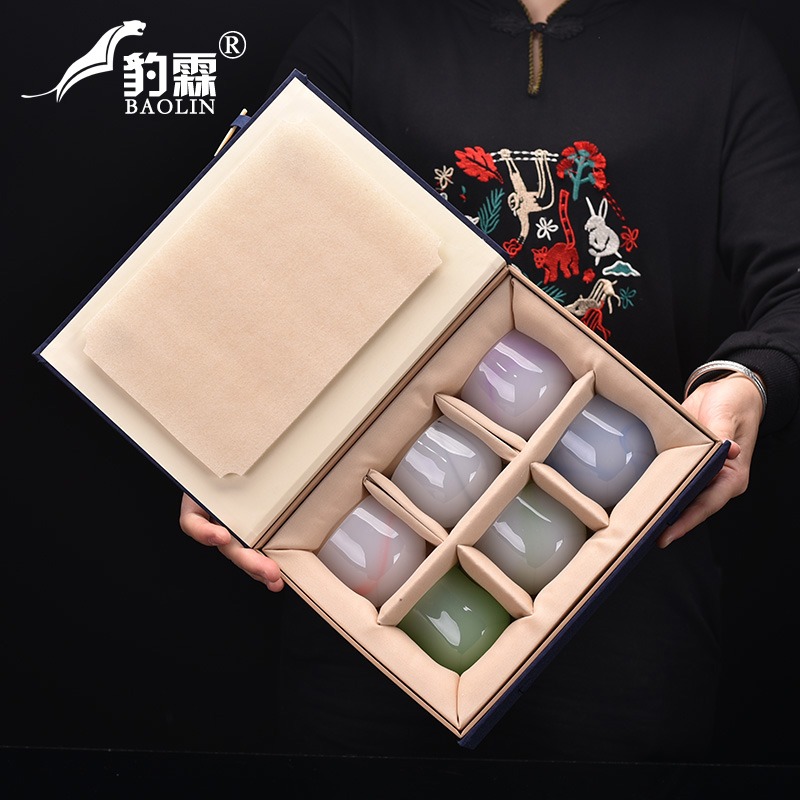 新款琉璃杯子泡茶杯子大容量白玉透明主人杯個人專用單人小品茗杯-細節圖5