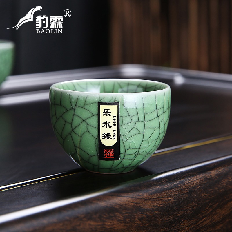 哥窯功夫小茶杯陶瓷冰裂釉主人杯個人杯可開片可養家用聞香品茗杯-細節圖2