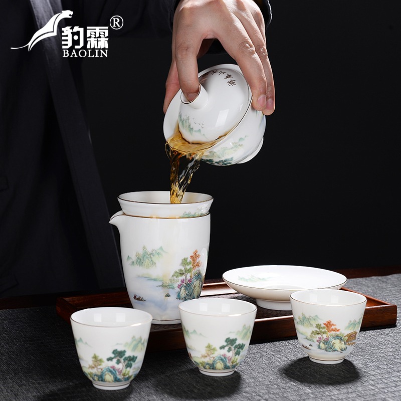 功夫小茶杯描金羊脂玉主人杯品茗杯單個小杯子簡單家用辦公小茶杯-細節圖4
