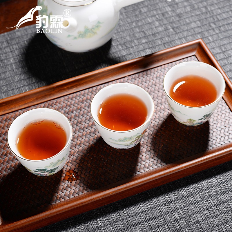 功夫小茶杯描金羊脂玉主人杯品茗杯單個小杯子簡單家用辦公小茶杯-細節圖5
