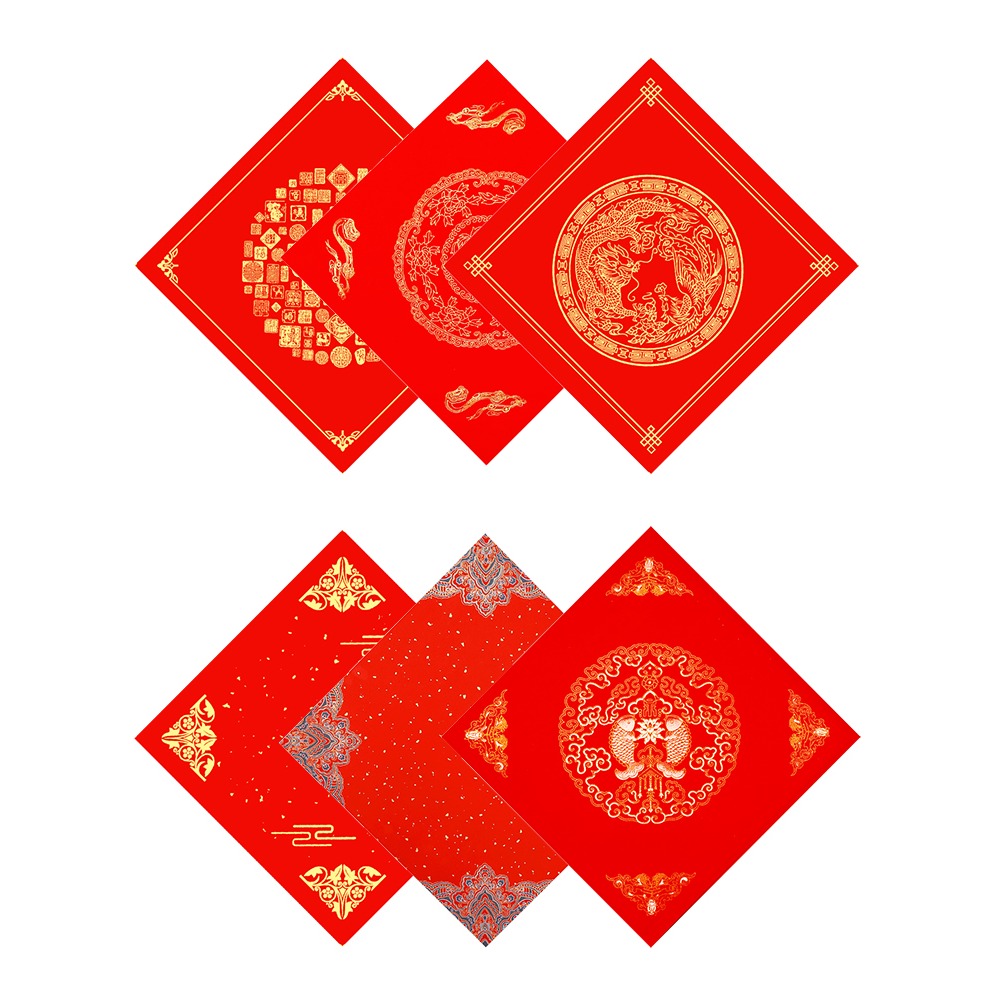 萬年紅蠟染斗方福字宣紙寫福字的紅紙空白手寫對聯紙春聯紙新年春節福紙門貼批發100張龍鳳呈祥灑金燙金加厚-細節圖4