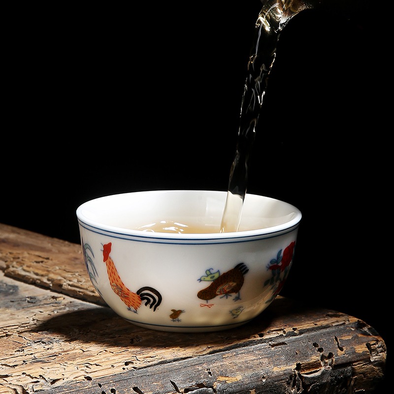 明成化鬥彩雞缸杯功夫茶杯個人專用泡茶盞杯小號家用主人杯品茗杯-細節圖4