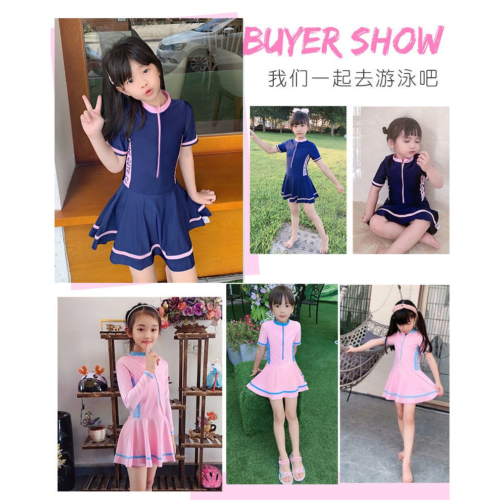 2022年新款兒童游泳衣女孩訓練防曬套裝溫泉可愛洋氣連體長袖泳衣-細節圖6