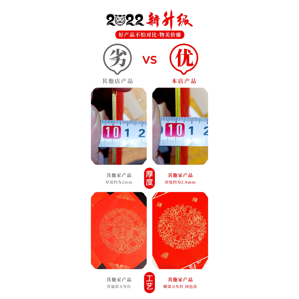大山皮紙萬年紅宣紙硬卡蠟染箋彩繪福字金邊斗方中國結掛件春聯紙對聯紙加厚卡紙空白手寫福字免裝裱懸掛裝飾-細節圖6