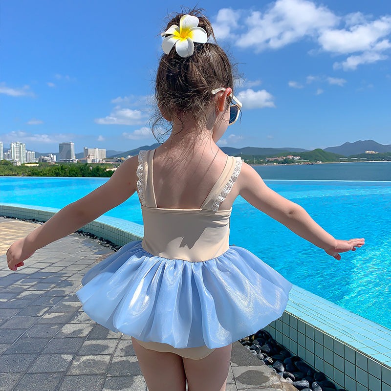 女童連體泳衣女寶寶洋氣可愛公主泳裝甜美裙式韓國女孩兒童游泳衣-細節圖4