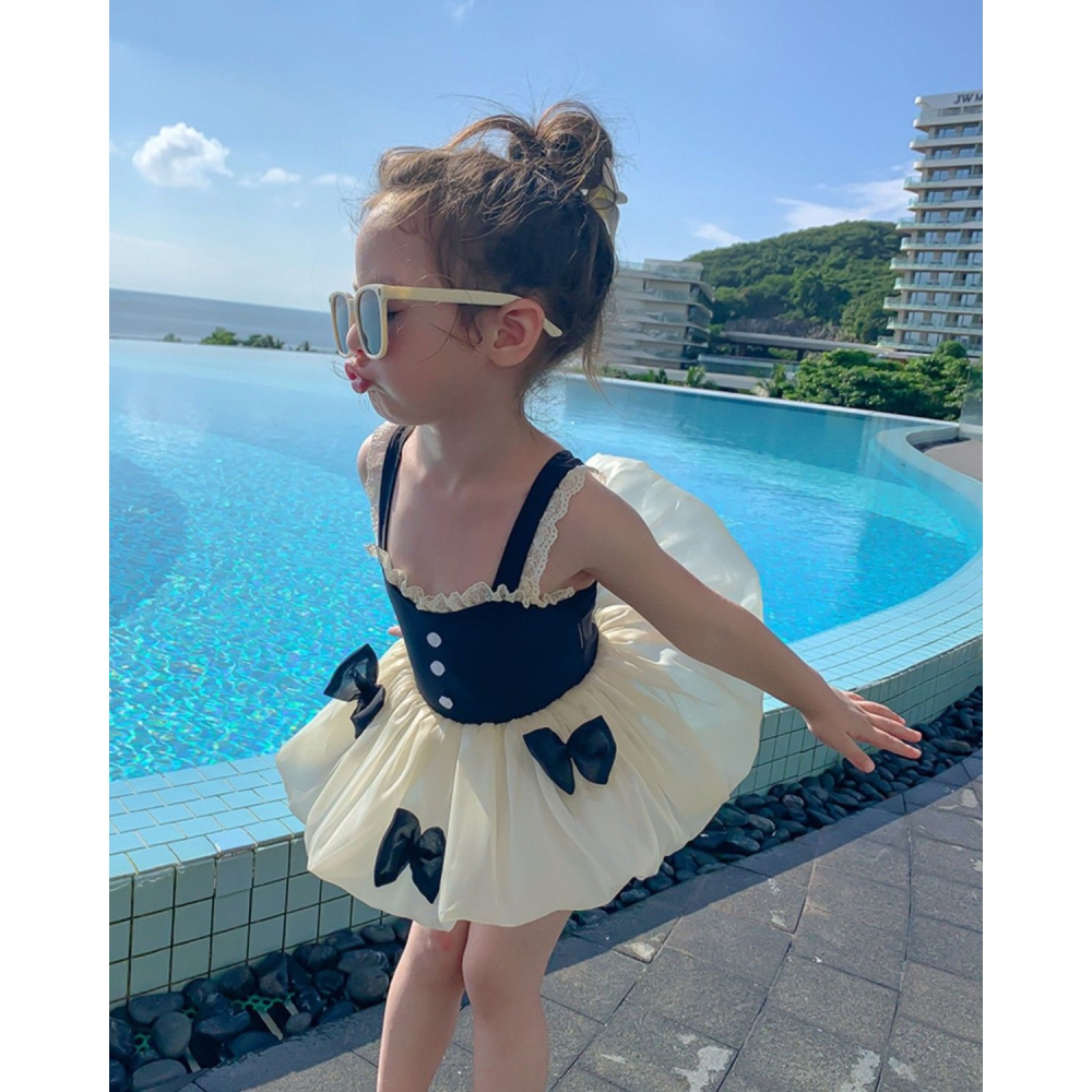 女童連體泳衣女寶寶洋氣可愛公主泳裝甜美裙式韓國女孩兒童游泳衣-細節圖9
