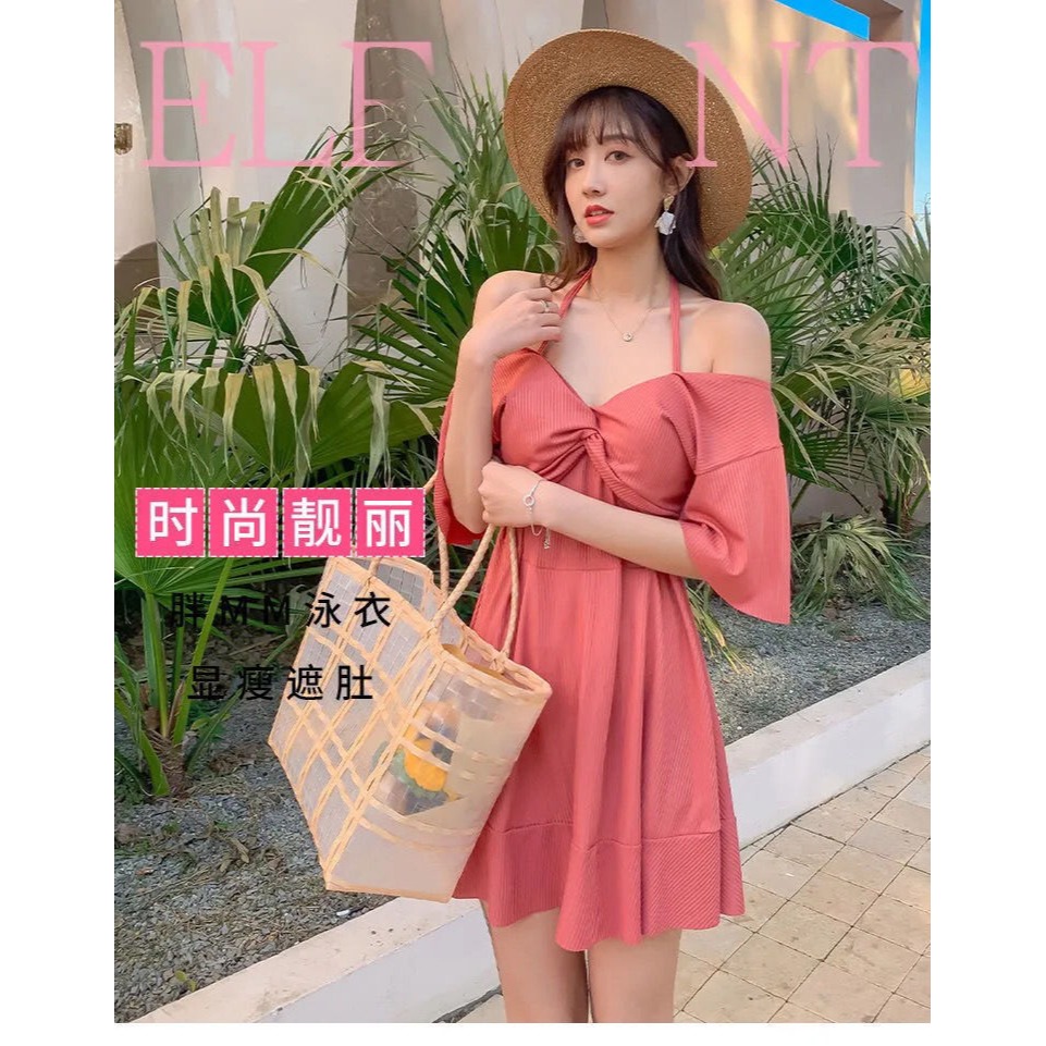 大碼連體時尚性感溫泉泳衣女加肥加大2022新款保守顯瘦胖MM遮肉-細節圖7