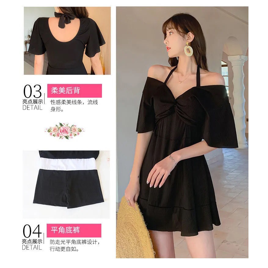 大碼連體時尚性感溫泉泳衣女加肥加大2022新款保守顯瘦胖MM遮肉-細節圖9
