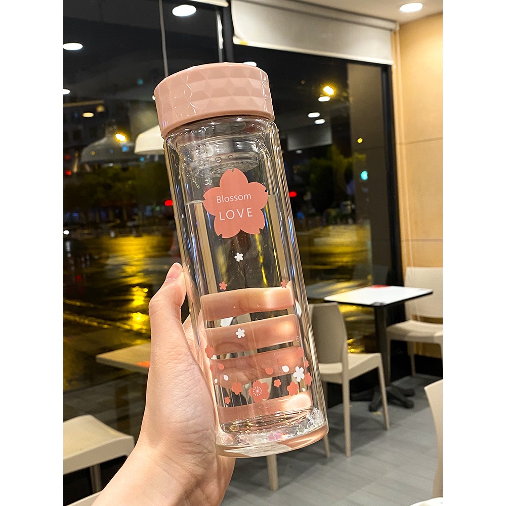 簡約辦公室雙層隔熱玻璃杯男女士家用高檔泡茶水杯帶過濾網杯子-細節圖4