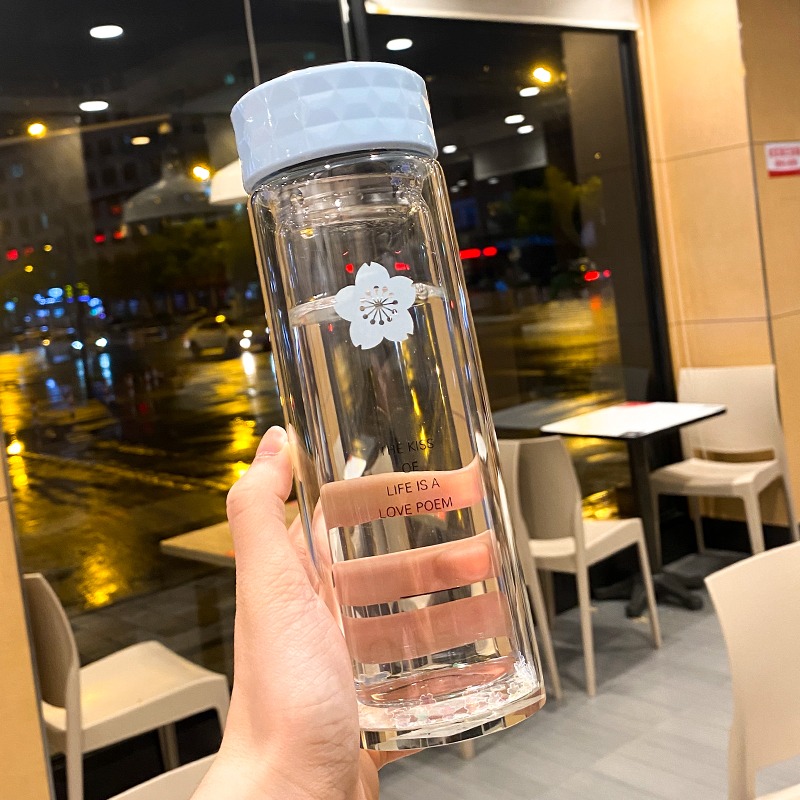 簡約辦公室雙層隔熱玻璃杯男女士家用高檔泡茶水杯帶過濾網杯子-細節圖7