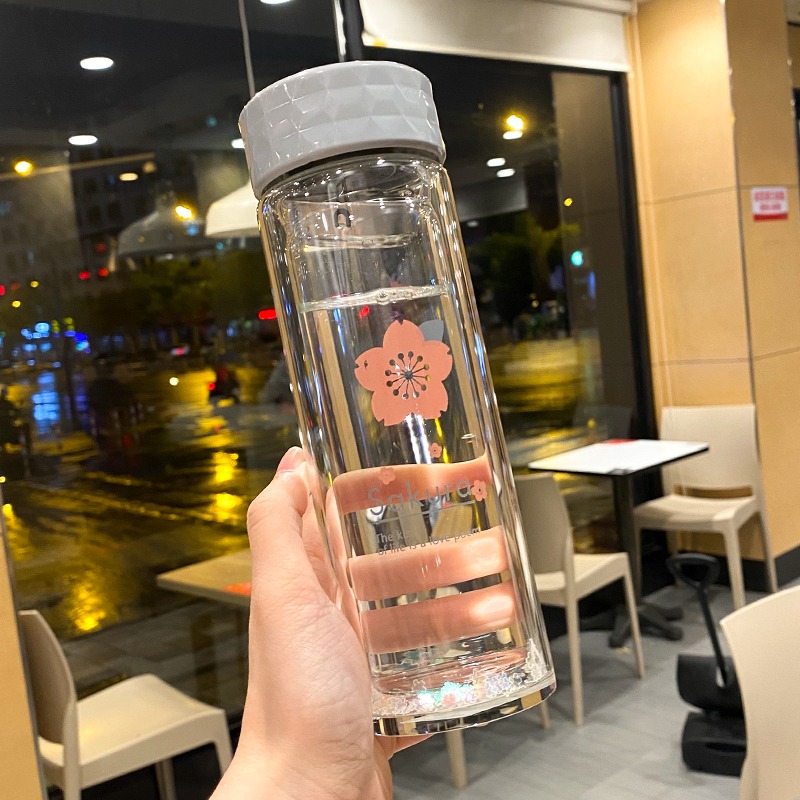 簡約辦公室雙層隔熱玻璃杯男女士家用高檔泡茶水杯帶過濾網杯子-細節圖9