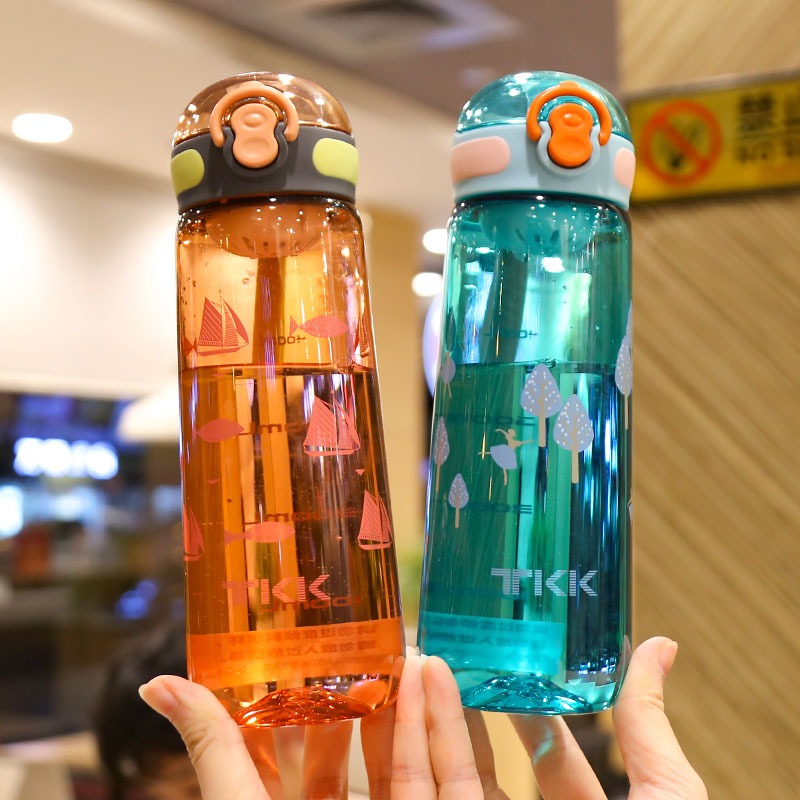 韓版創意帶過濾網塑料杯水杯子個性網紅健身運動男女便攜簡約刻度-細節圖2