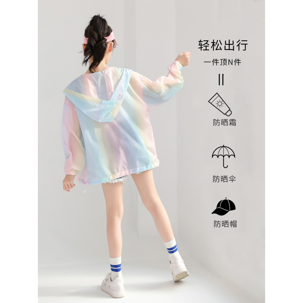 女童防曬衣夏季薄款兒童防紫外線女生夏裝皮膚衣冰絲透氣空調衫-細節圖2