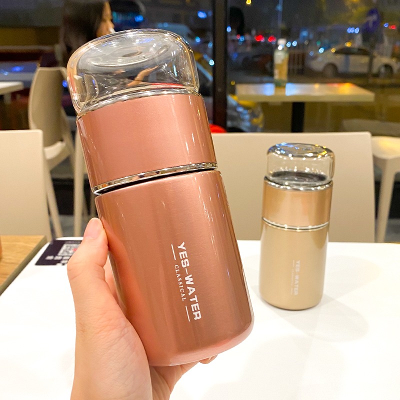 學生花茶杯子簡約可愛網紅ins便攜泡茶水杯茶水分離保溫杯女茶隔-細節圖2