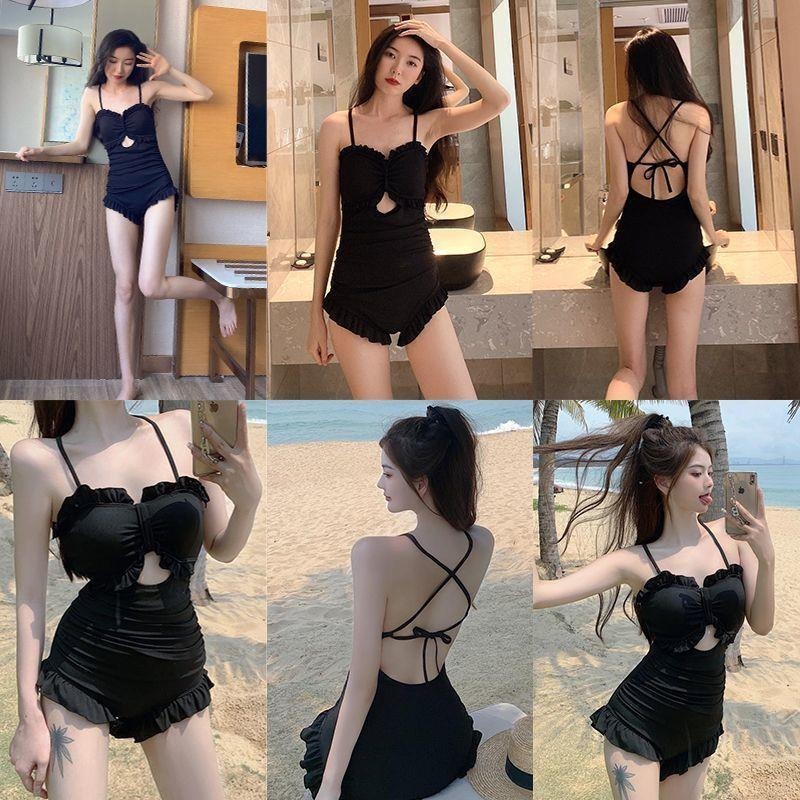 高顏值游泳衣女裝溫泉2022新款韓國ins超仙連體性感保守遮肚顯瘦-細節圖6