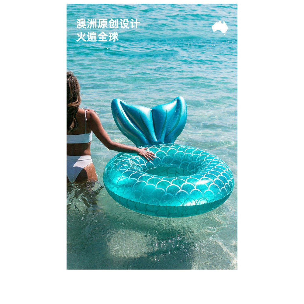 美人魚尾游泳圈成人兒童救生圈浮排漂浮水上椅子充氣浮牀拍攝道具-細節圖8