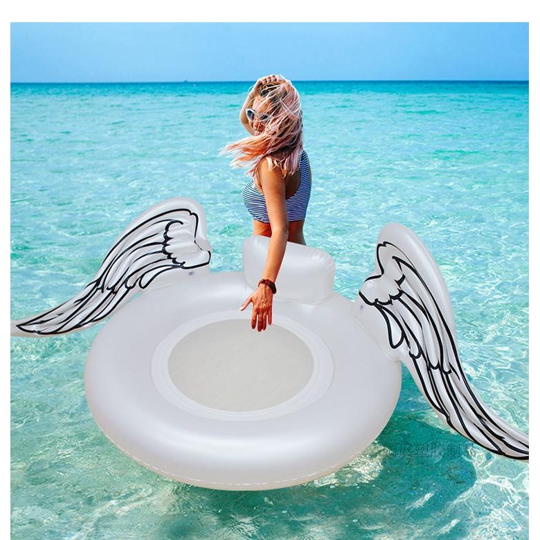 INS新款充氣天使翅膀游泳圈充氣天使之翼浮牀浮排水上躺椅-細節圖3