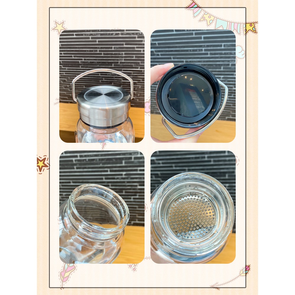 杯子男夏季玻璃水瓶大容量帶刻度家用泡茶水杯簡約透明帶濾網耐熱-細節圖5