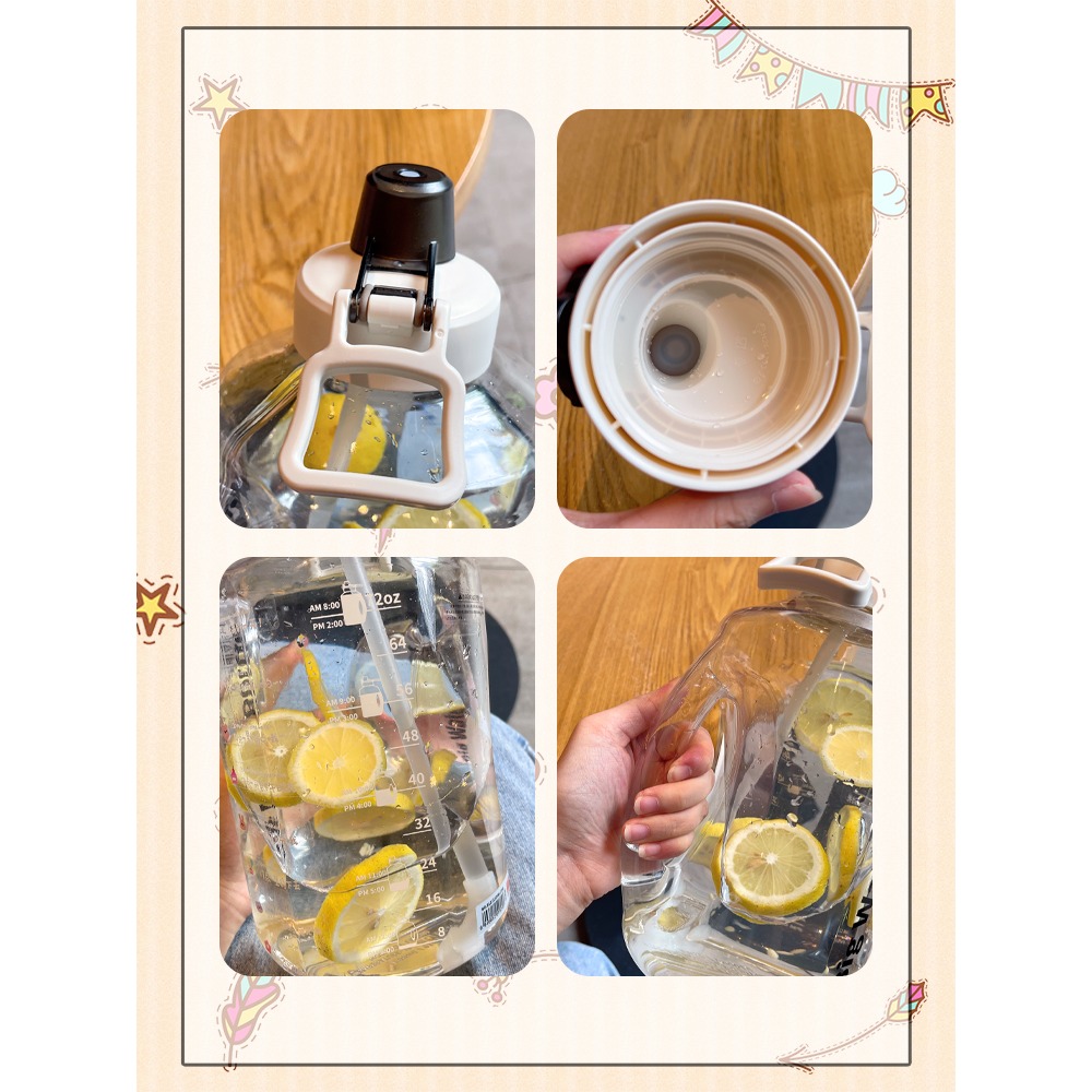 2700毫升超大容量塑料杯子男大號刻度水瓶便攜吸管水壺健身運動杯-細節圖5